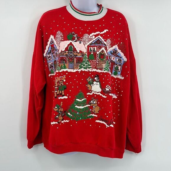 Vintage Christmas‎ Sweatshirt Seasons Greetings - Picture 1 of 11
